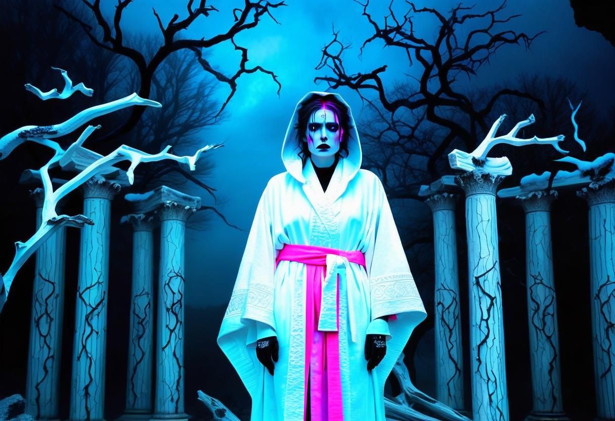 Surreal Landscape with Roman Columns in B&W