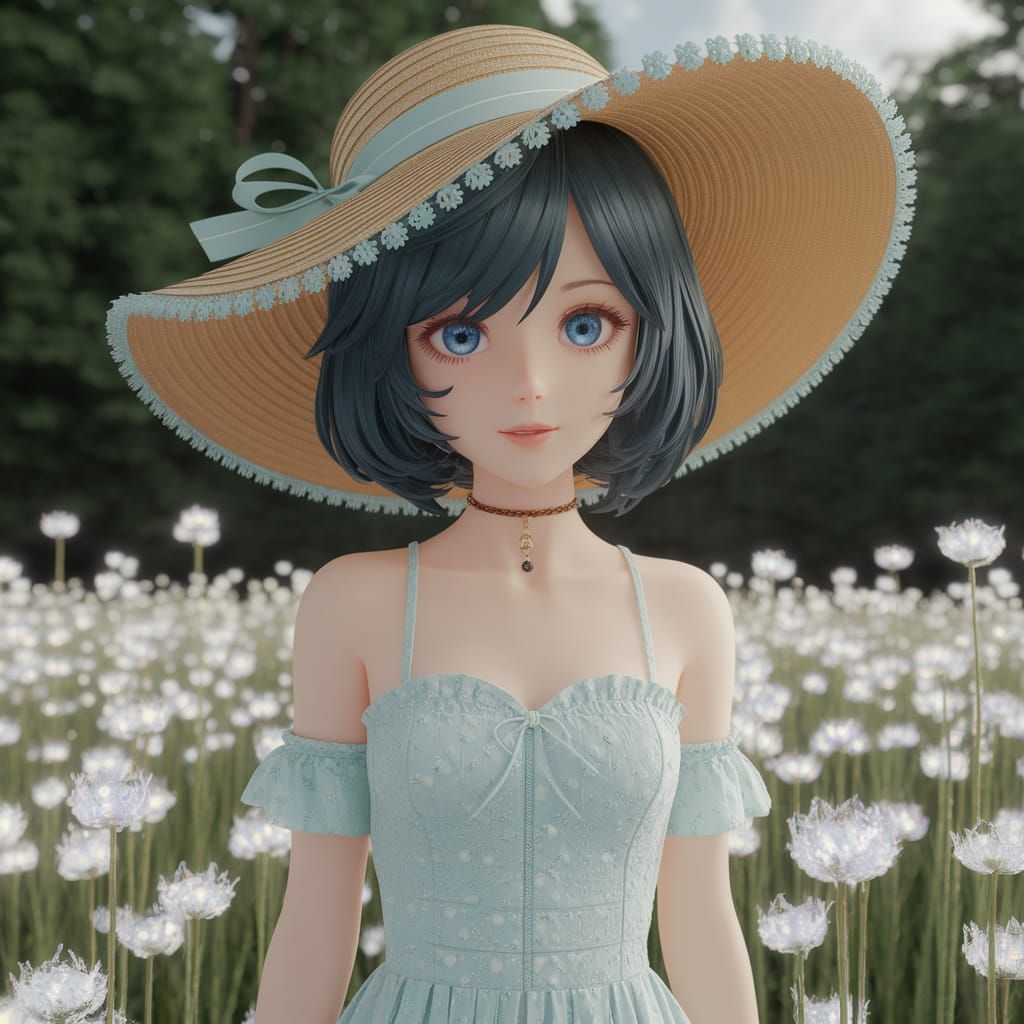 Mayuri Shiina in Bioluminescent Flower Field