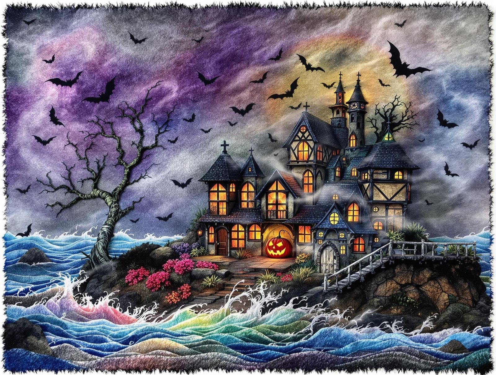 Ethereal Coastal Abode in Rainbow Hues