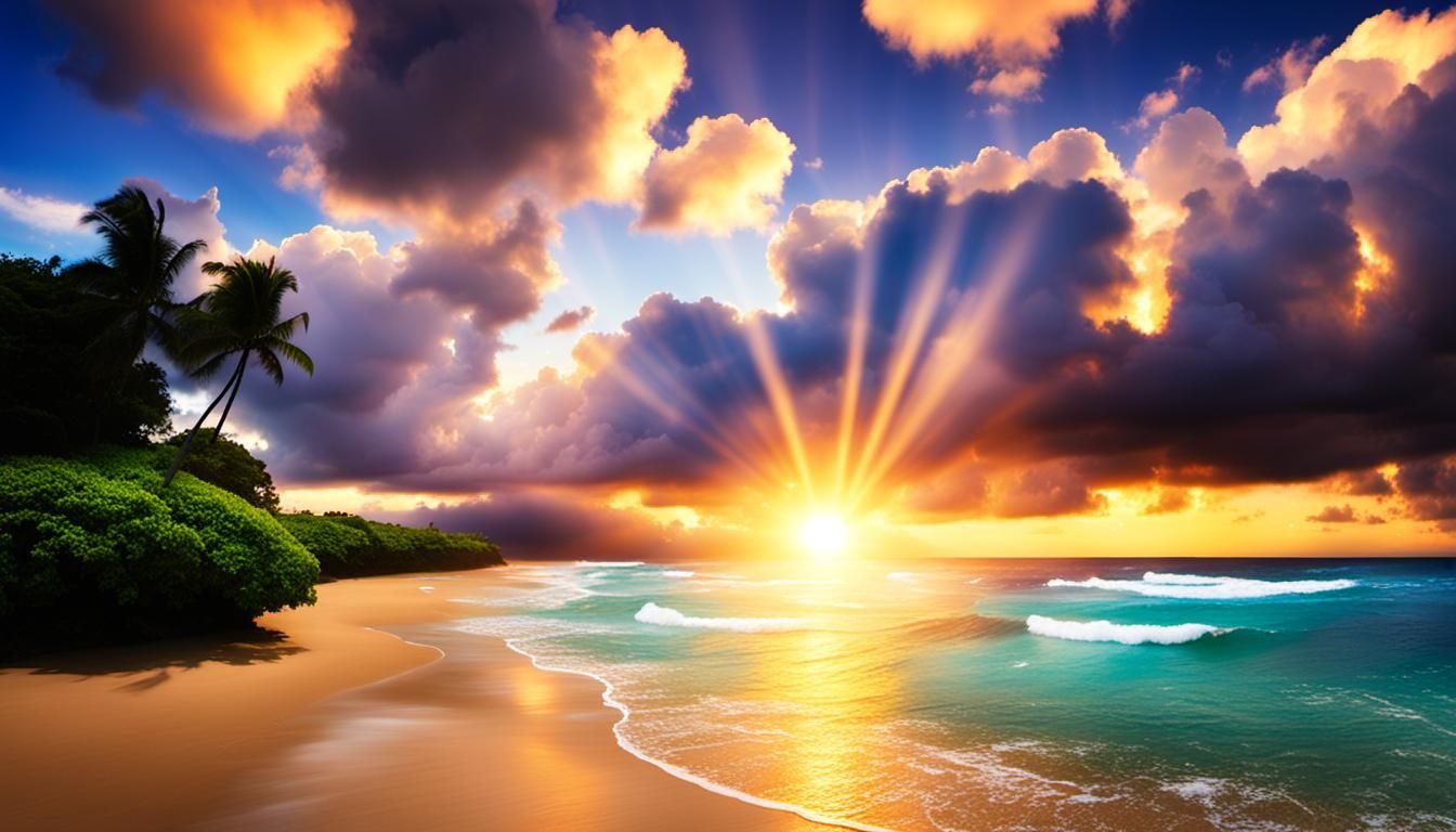 Hawaiian Sunset with Evening Clouds