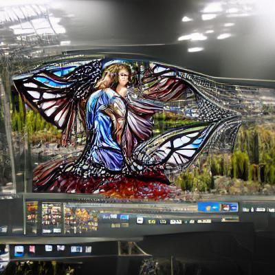 Detailed Stained Glass Angel of Darkness