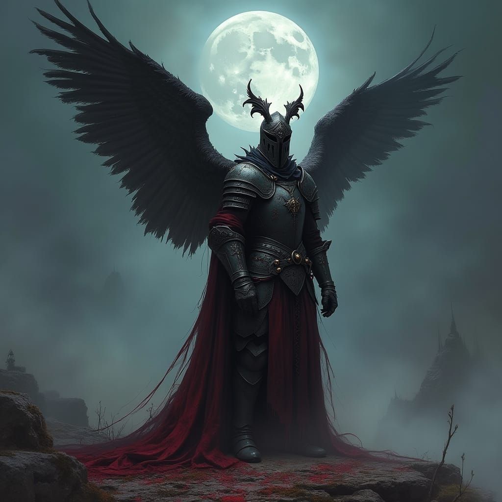 Dark Knight Igris in Crimson Armor Stands Amidst a Haunting ...