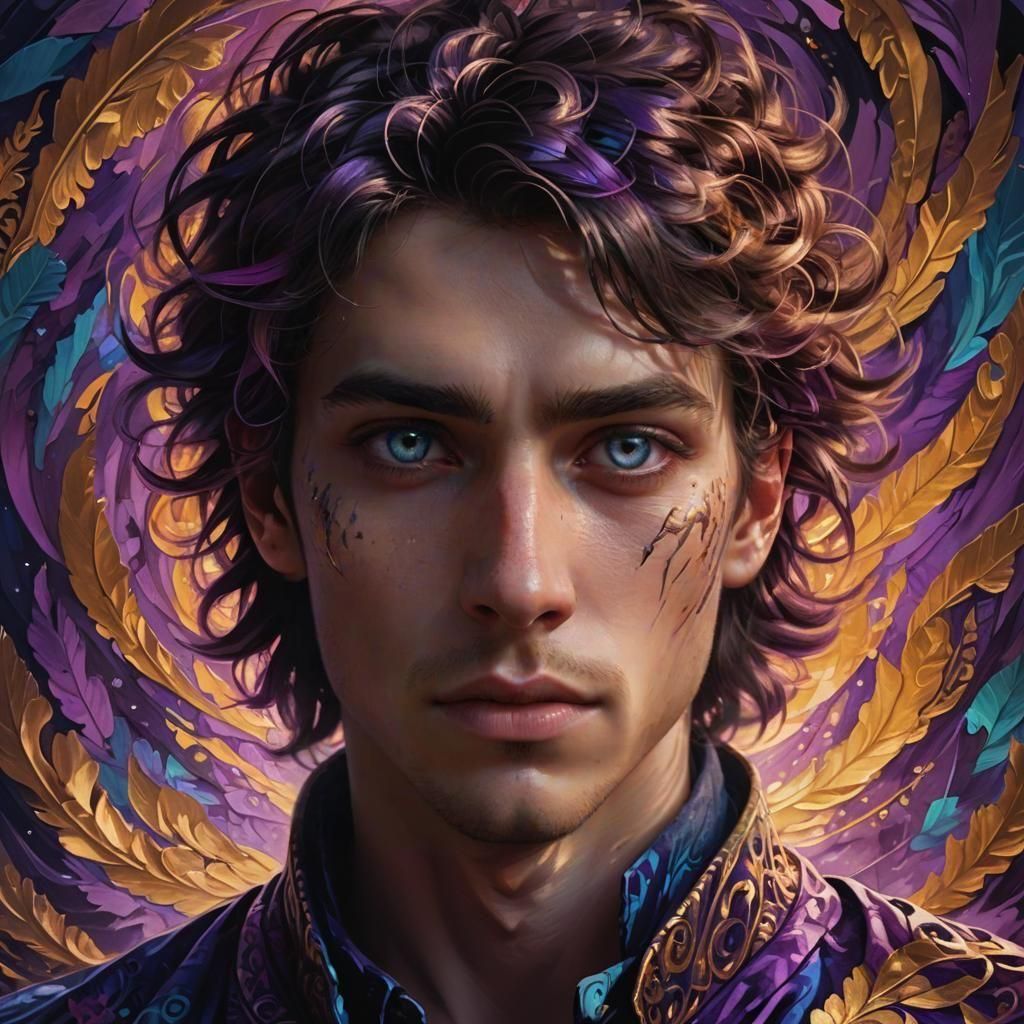 Captivating Young Man: Detailed Matte Painting in 8K