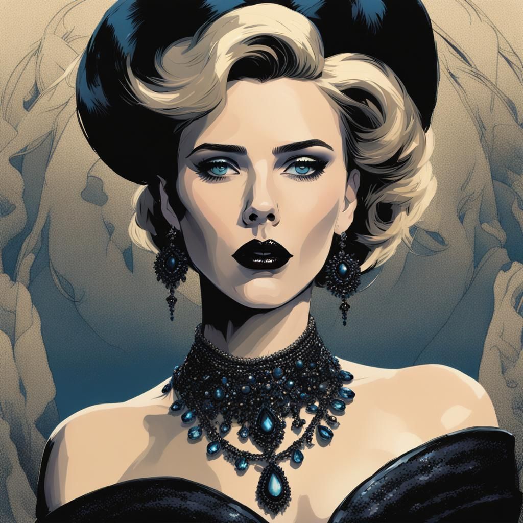 Elegant Woman with Gothic Makeup, Fantasy Art Style