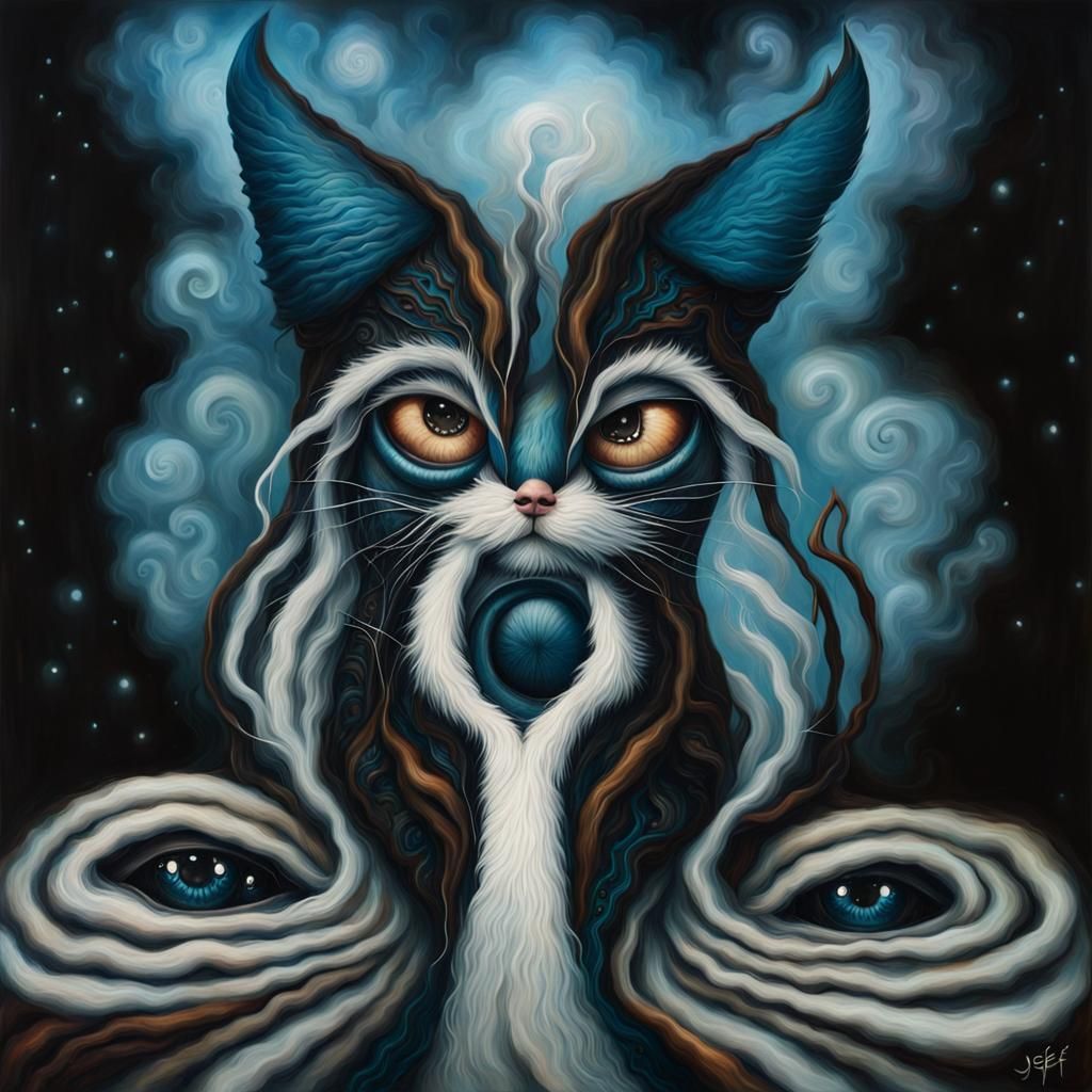 Pop Surrealism Painting of People with Large Eyes