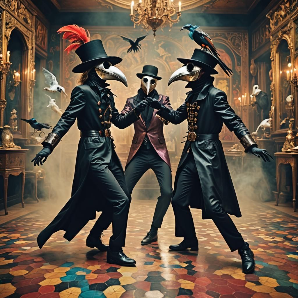 Plague Doctors Dancing in LaChapelle Style