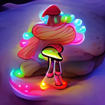 Glowing Neon Mushroom in a Magical Forest