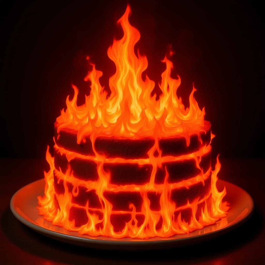 Flaming Fire Devil's Food Cake
