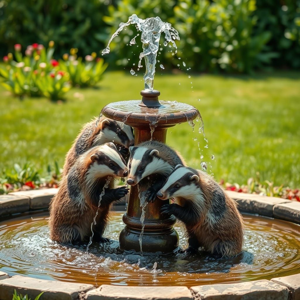 Badger Fountain on a Summer Day