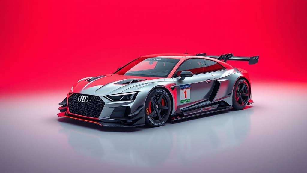 Audi S5 Race Car in Neon-Lit Futuristic Studio