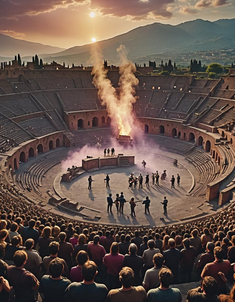 Pink Floyd Live at Pompeii: Hyper-Realistic Digital Art