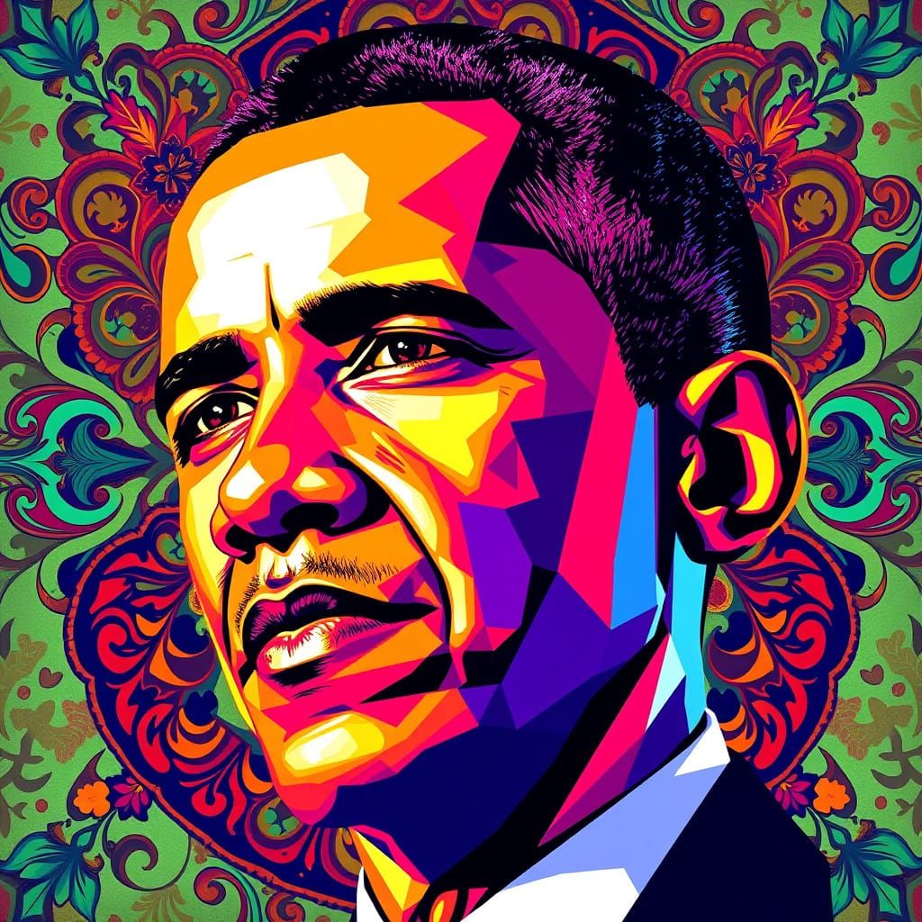 A portrait of Barack Obama in the style of Andy Warhol