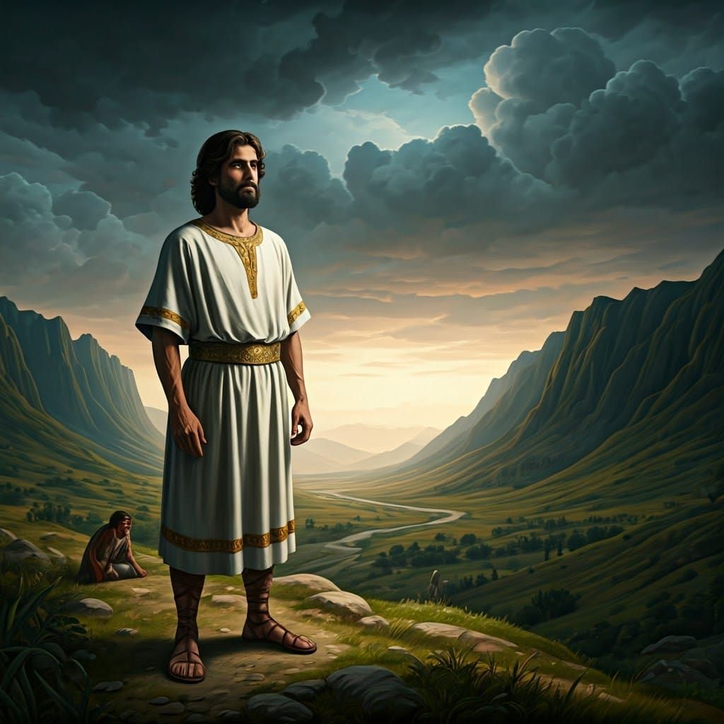 Ancient Warrior Stands Tall Amidst Gathering Storm