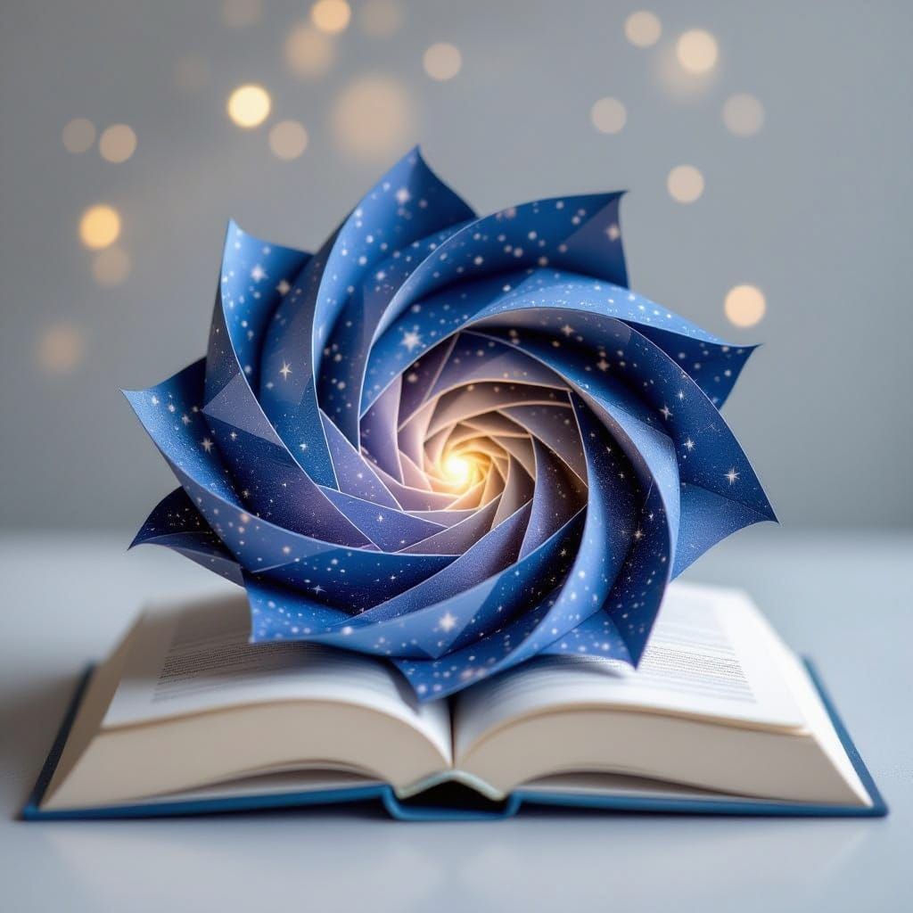 Cosmic Nebula Book Art in Papercraft Style