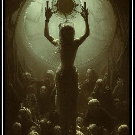 Horror Clocks in Gothic Engraving Style