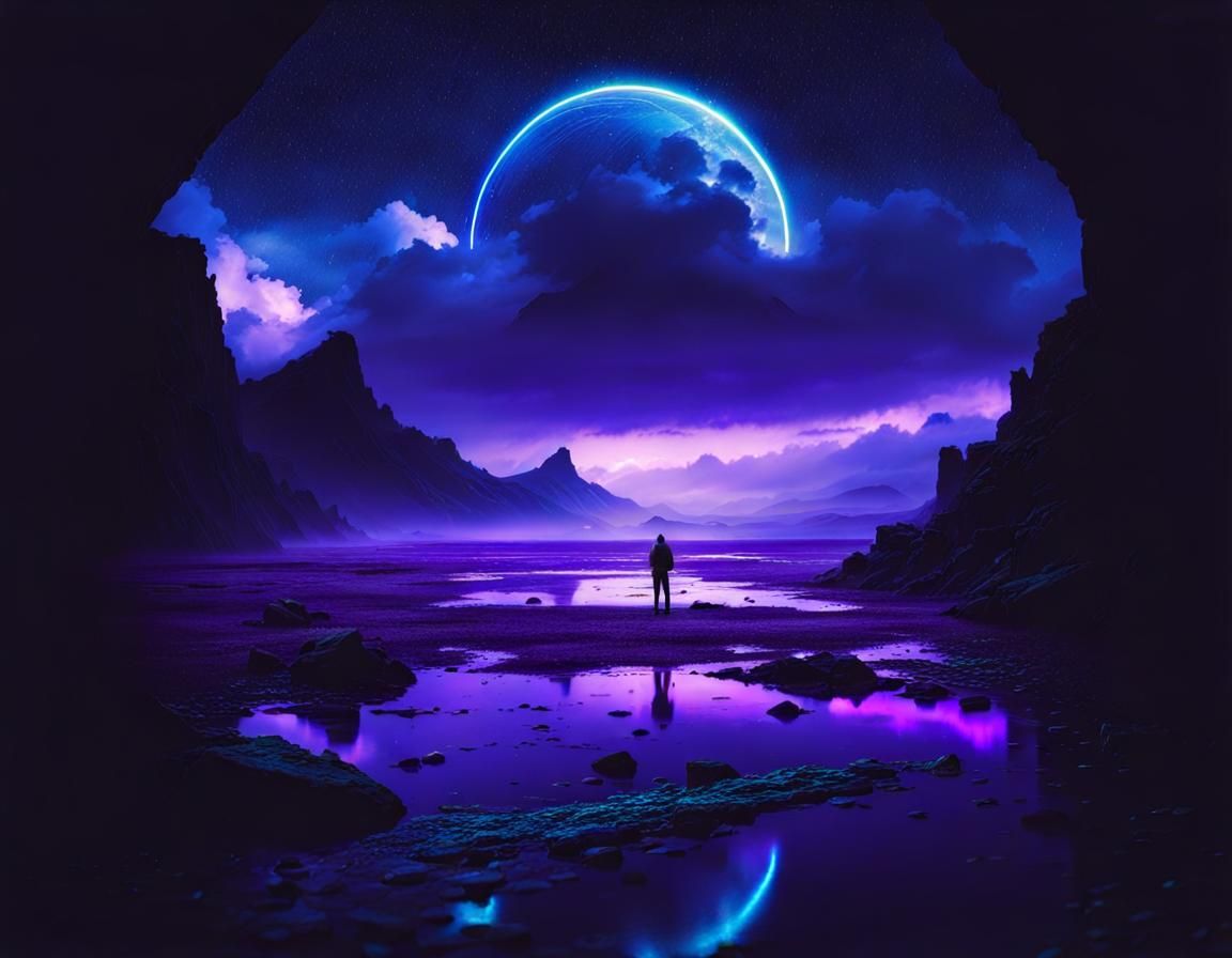 Epic Rain Scene in Purple and Gold