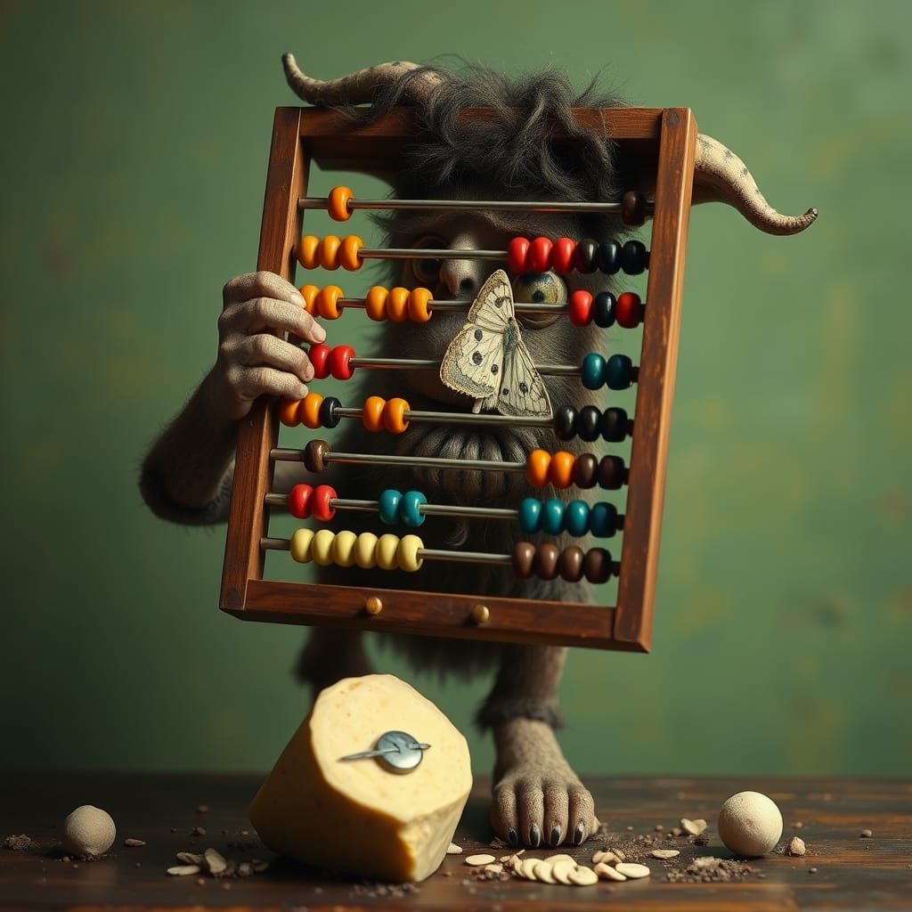 Surreal Moment of Abacus Fondling and Moth Encounter