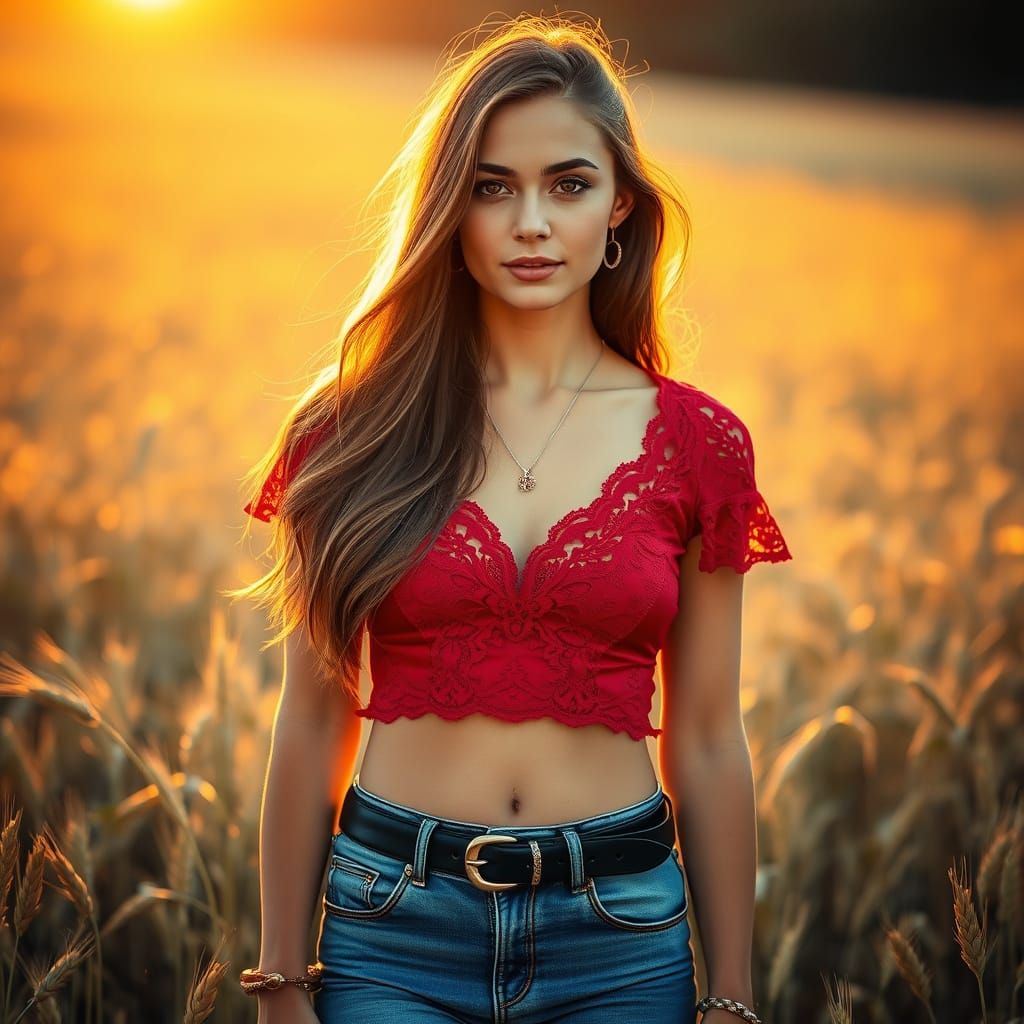 Glowing Impressionist Portrait of a Young Woman in a Sunlit ...