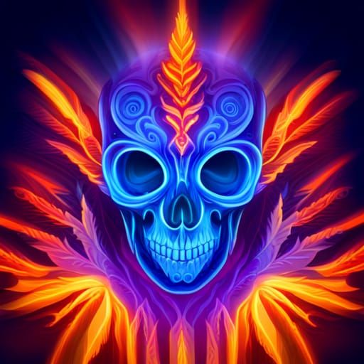 Blacklight Skull with Intricate Smoke in 4K