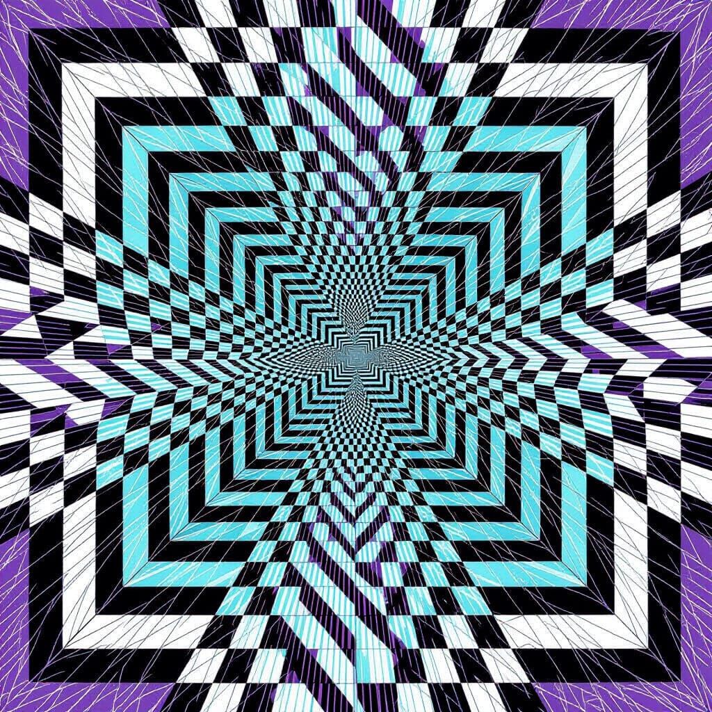 Hypnotic Optical Illusion in Black and White Ink