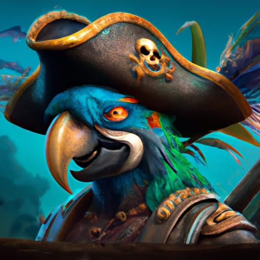 Detailed Parrot Pirate Portrait in Fantasy Art Style