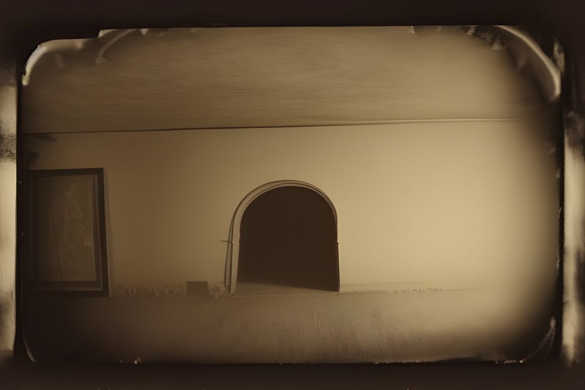 Dusty Cellar in Sepia Tone Tintype Style