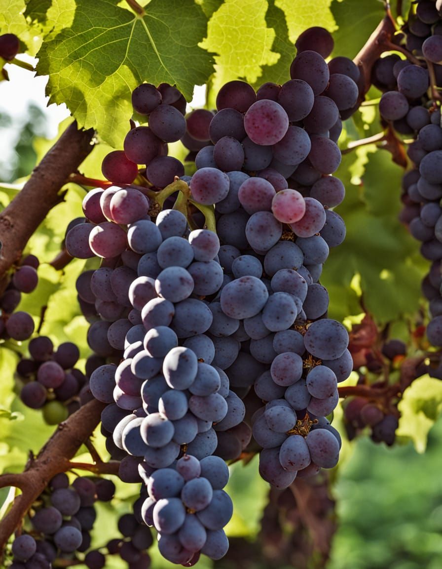 Luscious Grapes Ripen on Vine