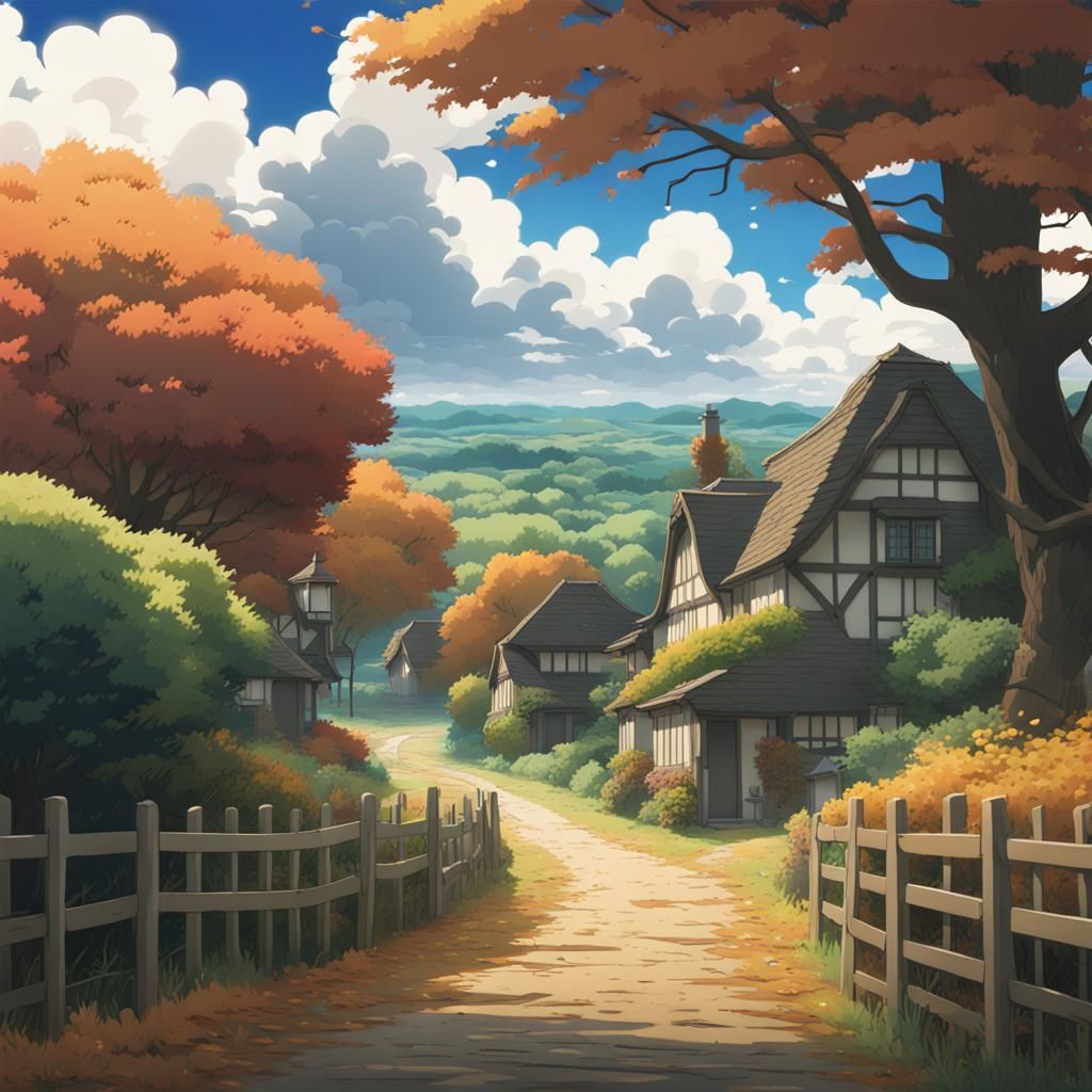 English Countryside Thunderstorm in Papercraft Style