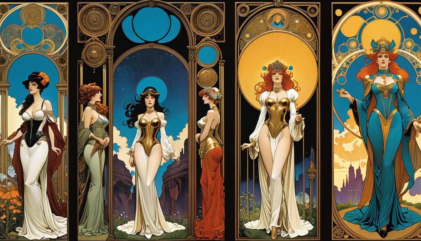 Victorian-Inspired Comic Book Art Depicting Elegant Governes...