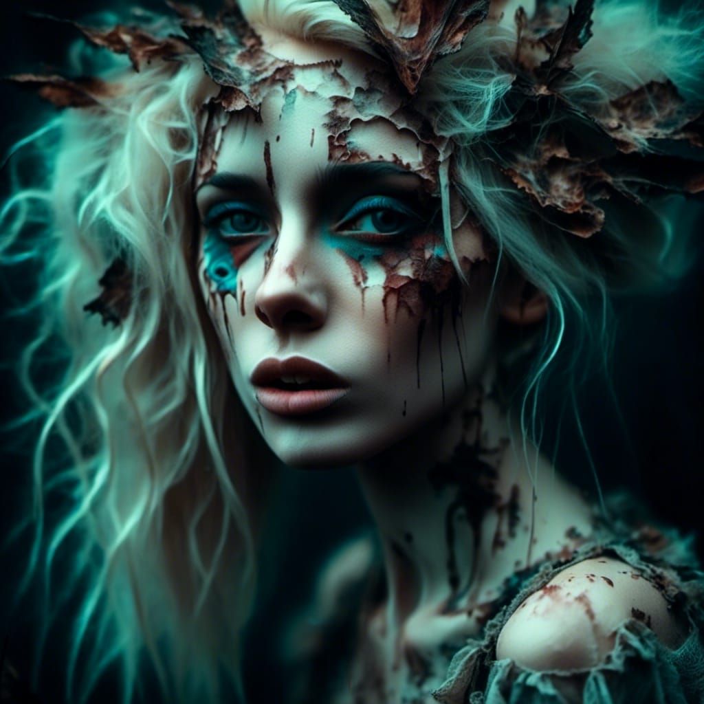 Gothic Mexican Woman in Latex Lingerie: Macabre Portrait