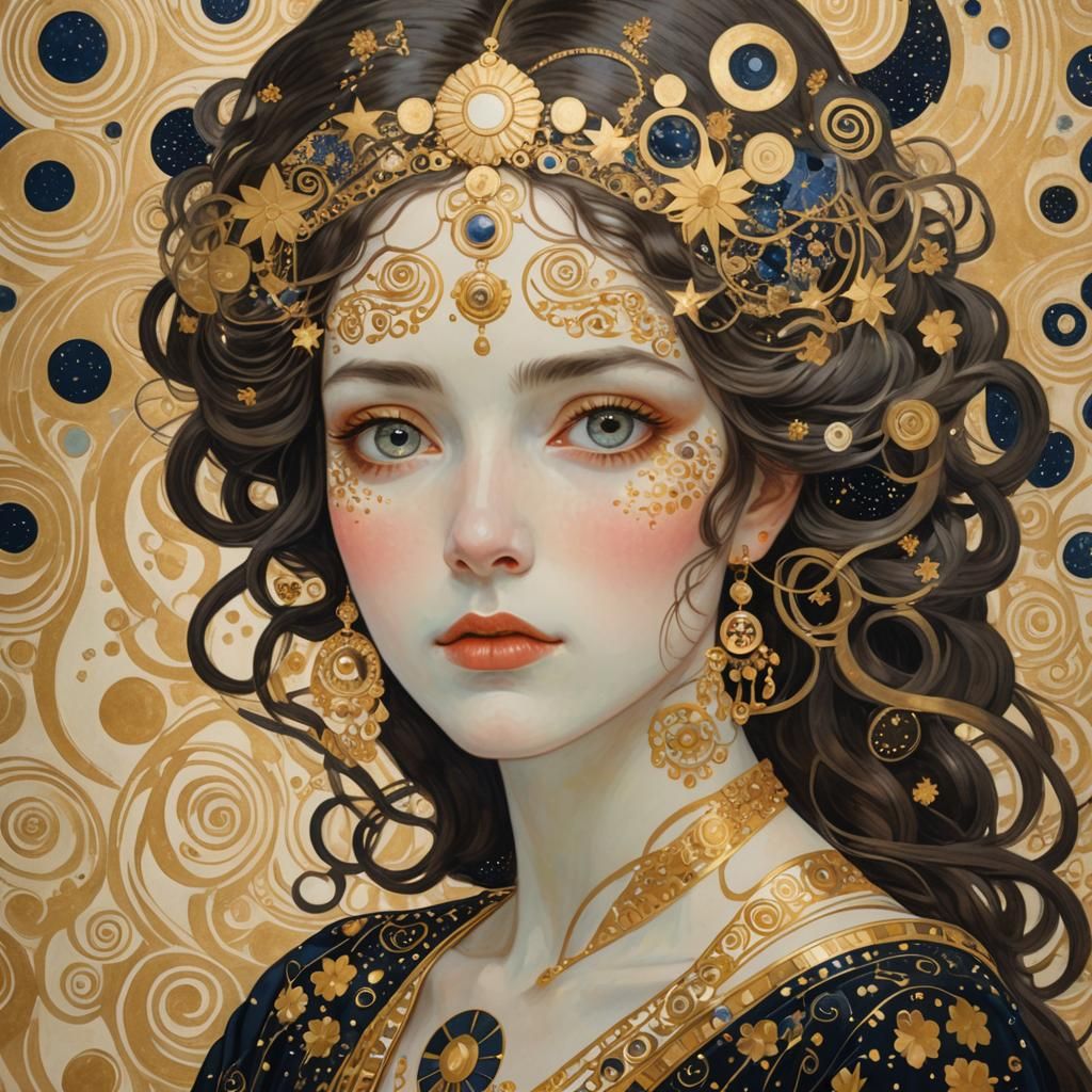 Woman with Stars: Golden Secession Portrait