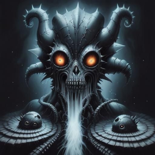 Creepy Black and White Face Drawing in Gothic Style