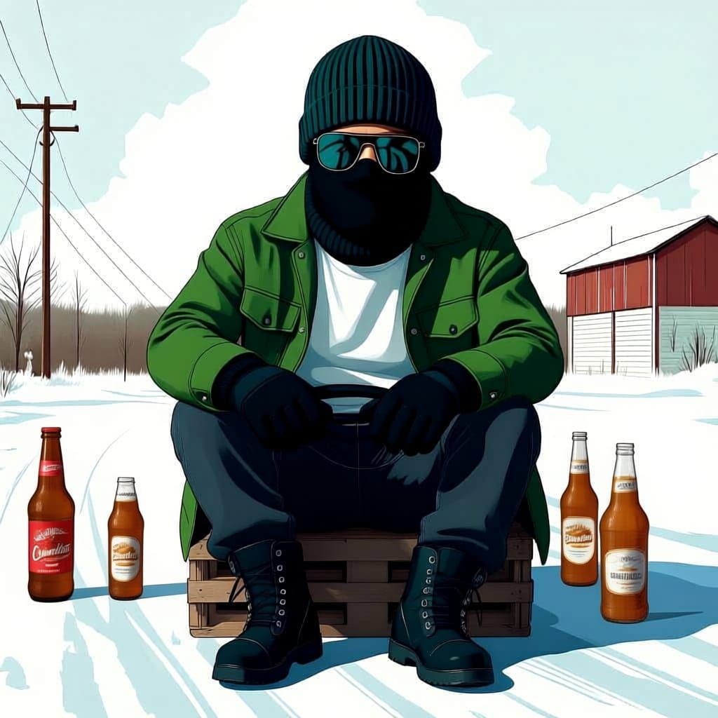 Man in Ski Mask Drives Beat Up Pickup Truck