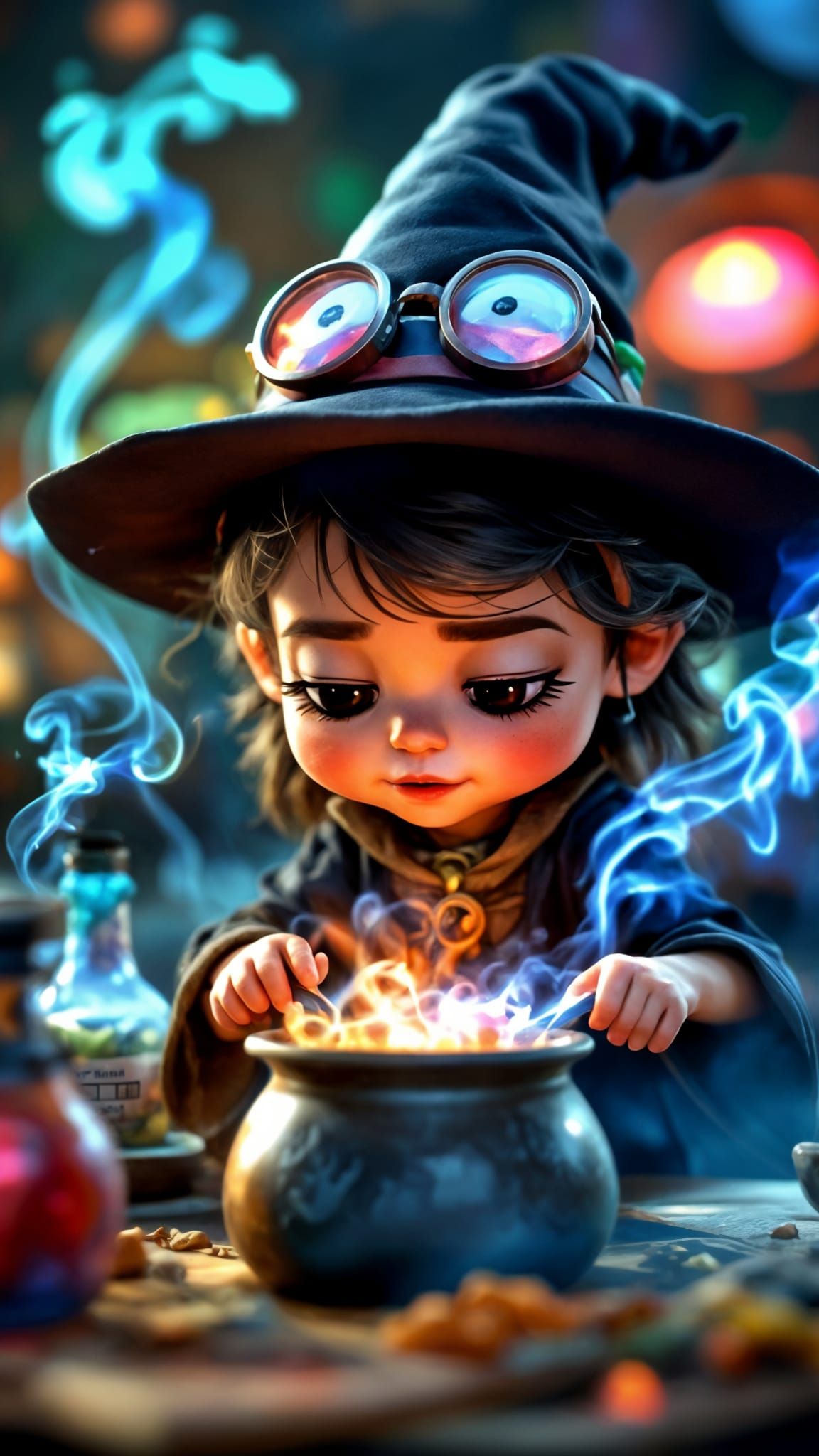 Whimsical Toddler Witch Concocts Potions in Classroom