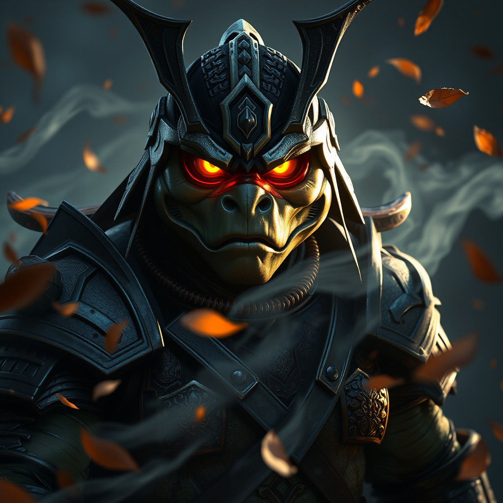 Shredder in Samurai Armor: Cel-Shaded Digital Art