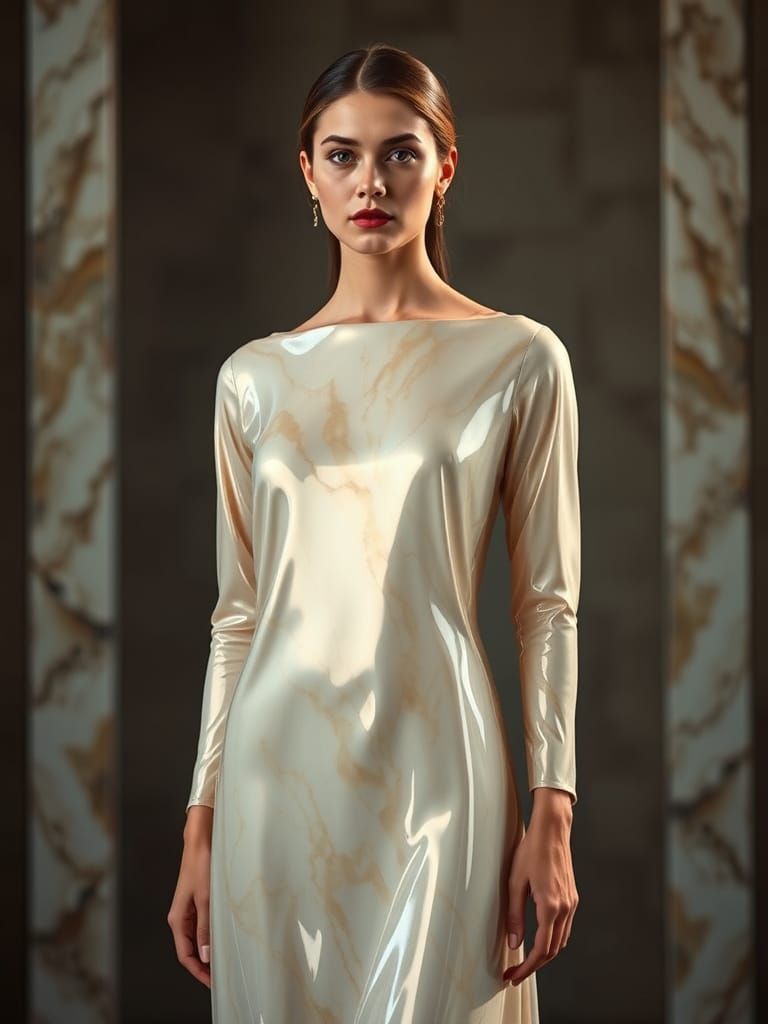 Woman in Polished Stained Glass Dress