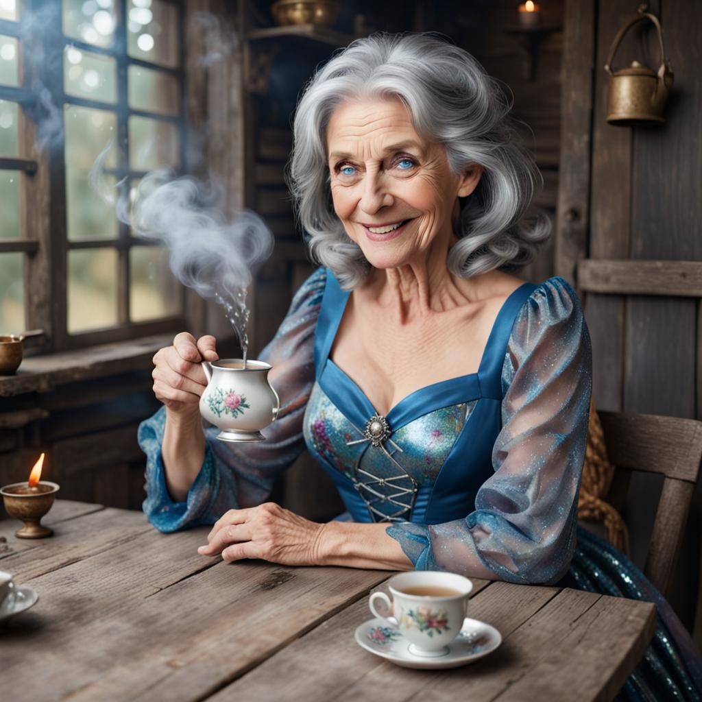 Wise Wilds Witch Enjoying Cup of Tea