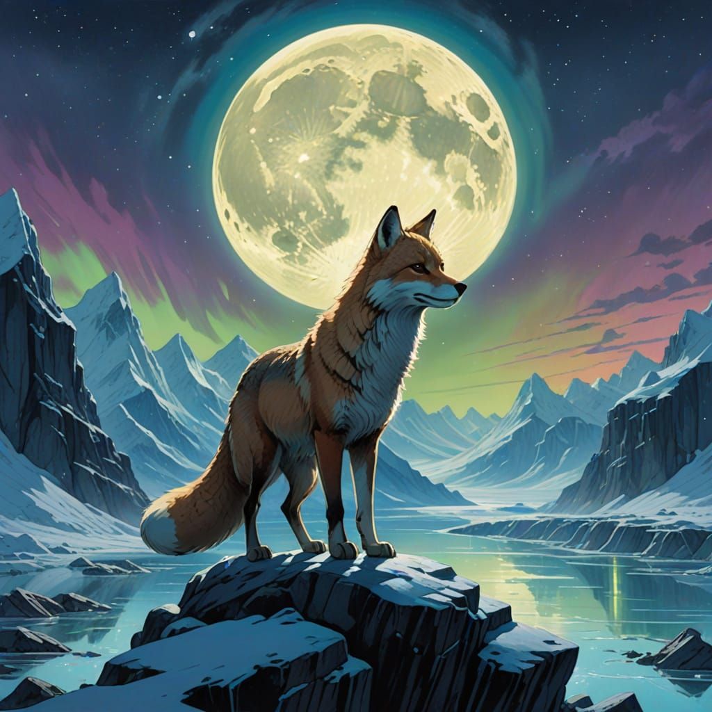 Majestic Arctic Luna Fox in a Wes Anderson-Inspired Winter W...