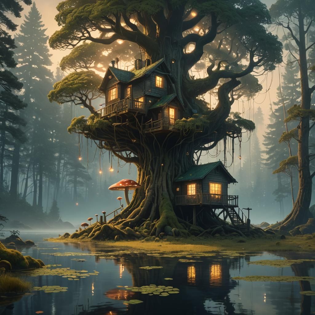 Dreamy Waterfront Sanctuary in a Dense Forest