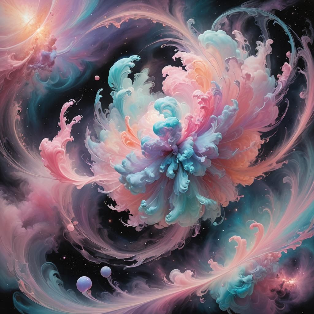 Glowing Orb of Swirling Pastel Hues in Space