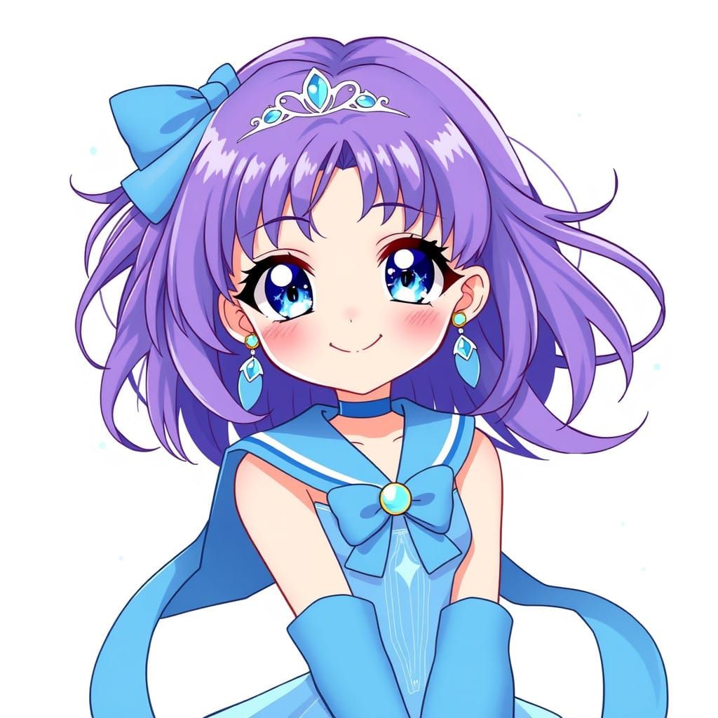 Magical Sailor Girl Radiates Joy in Pastel Kawaii Style