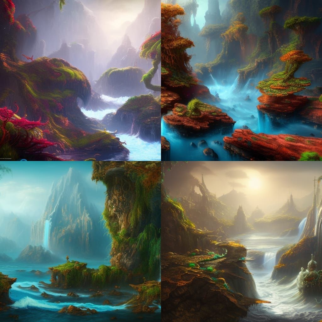 Fantastical Life Water in Deep Color, Detailed Matte Paintin...