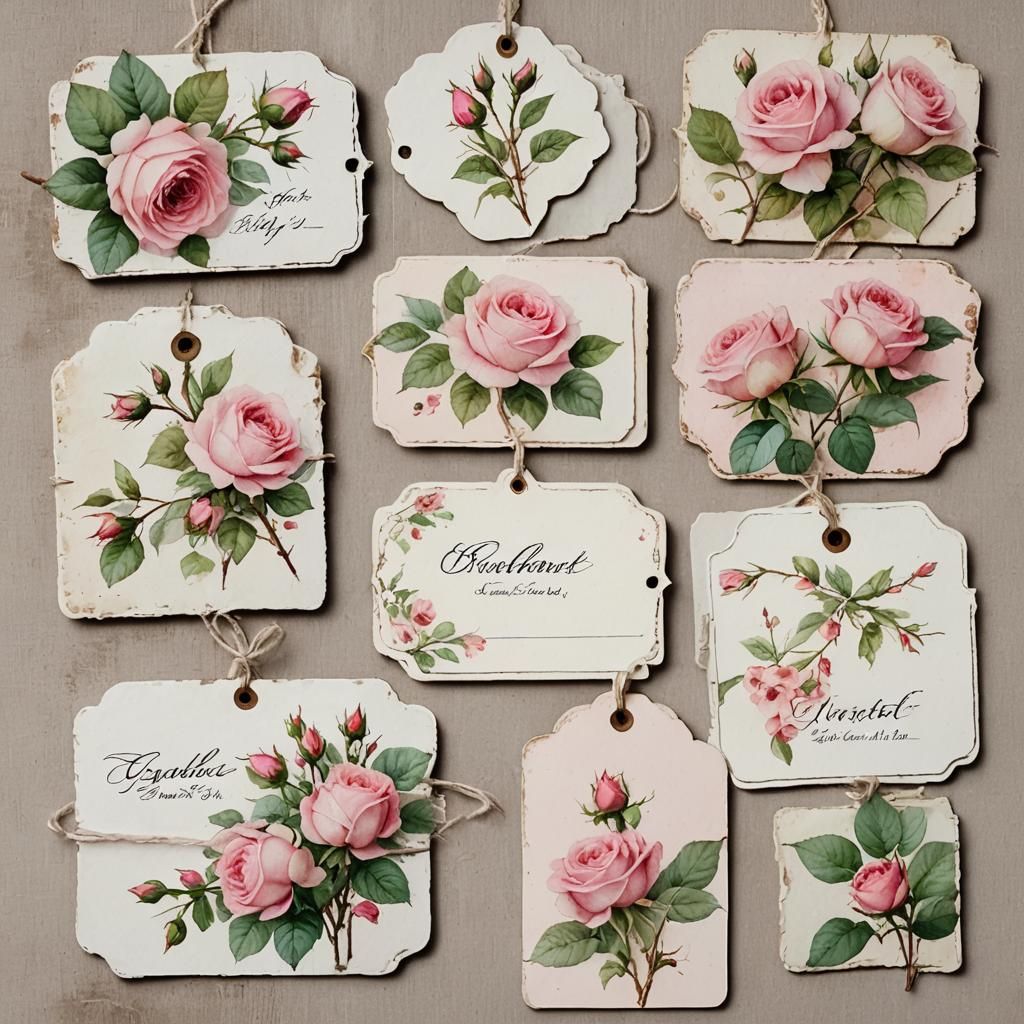 Shabby Chic Gift Tags with Watercolor Rosebuds