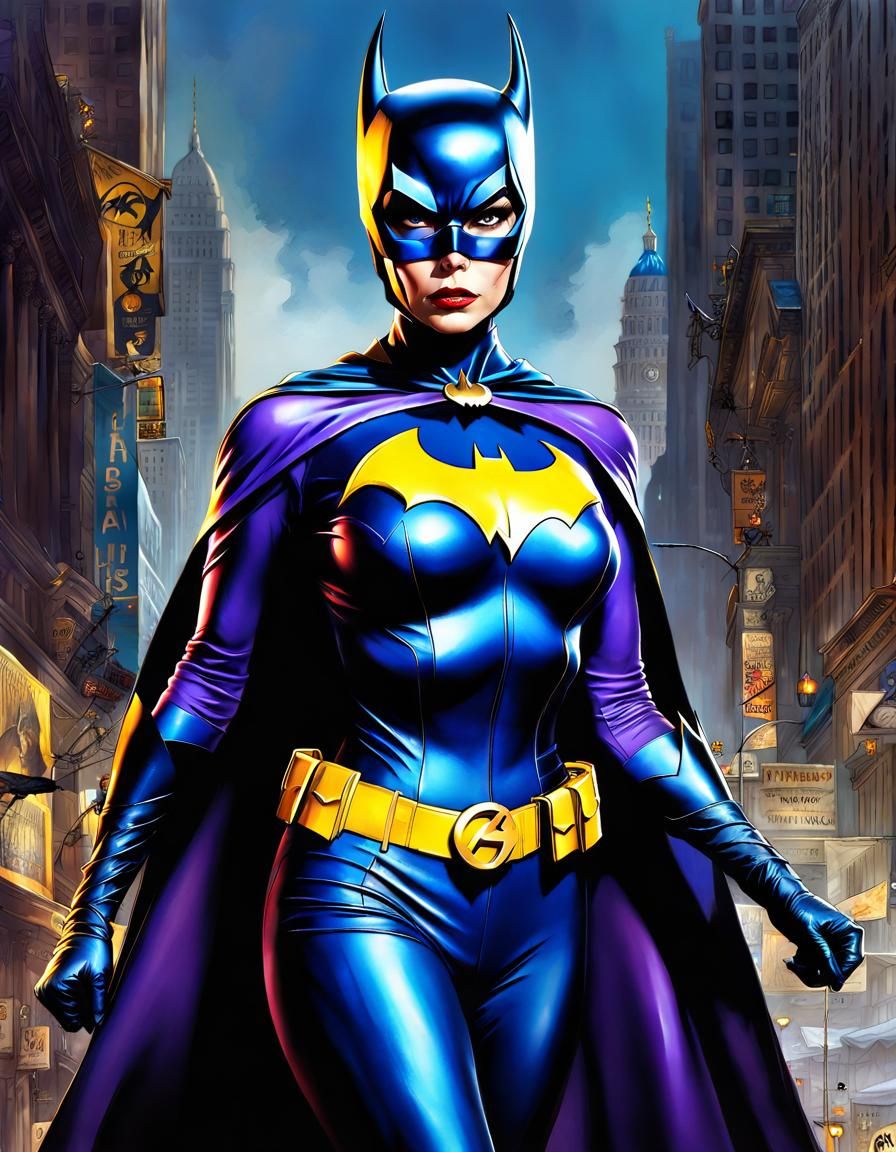 Batgirl: Intricate Maximalist Digital Art Masterpiece