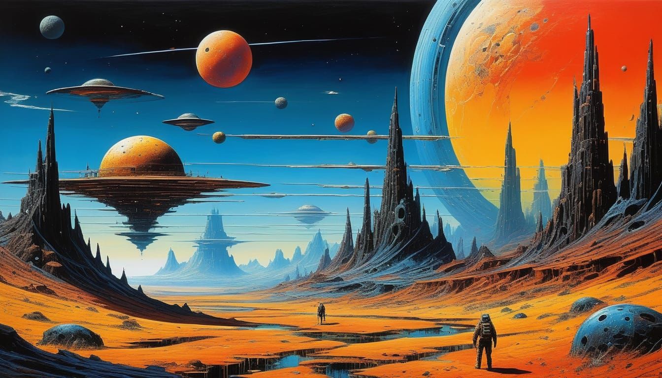 Surreal Borderlands Art in Neo-Impressionist Style