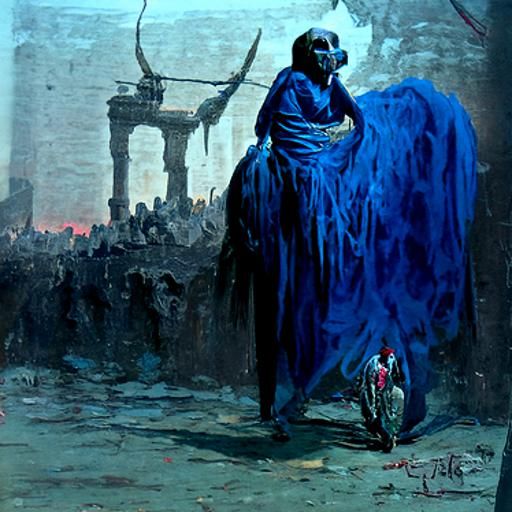 Electric Pink and Blue Egyptian Horror Landscape