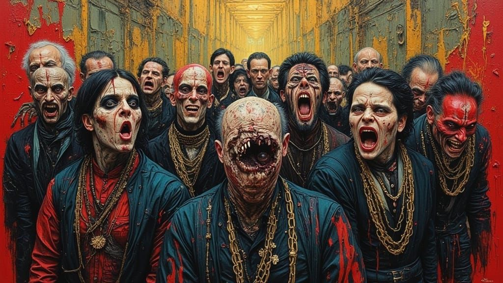 Asylum Ward Painting of Chaotic Creative Expression