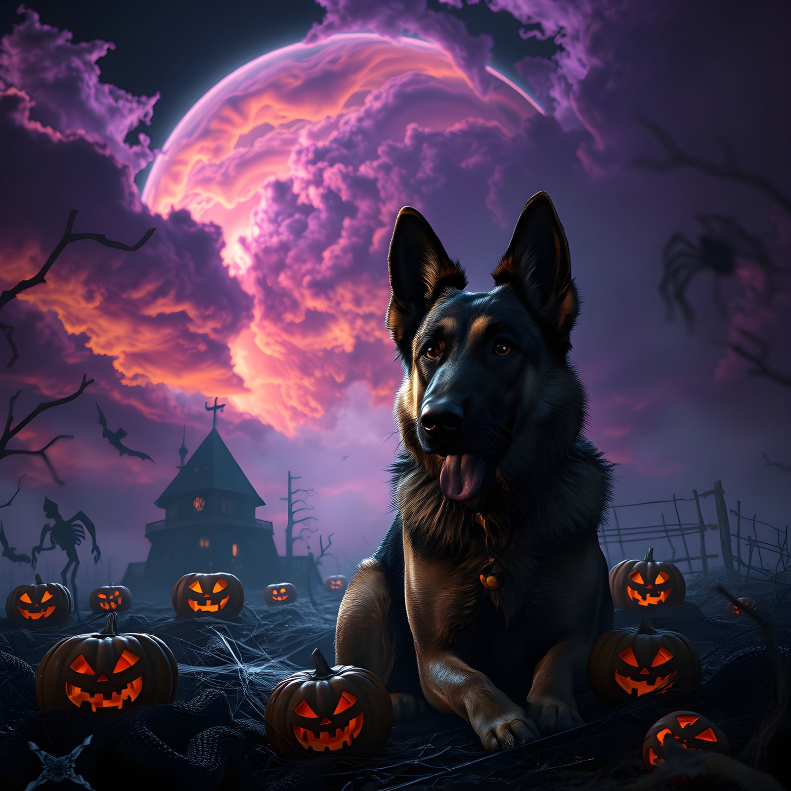 German Shepherd Halloween Fantasy Concept Art