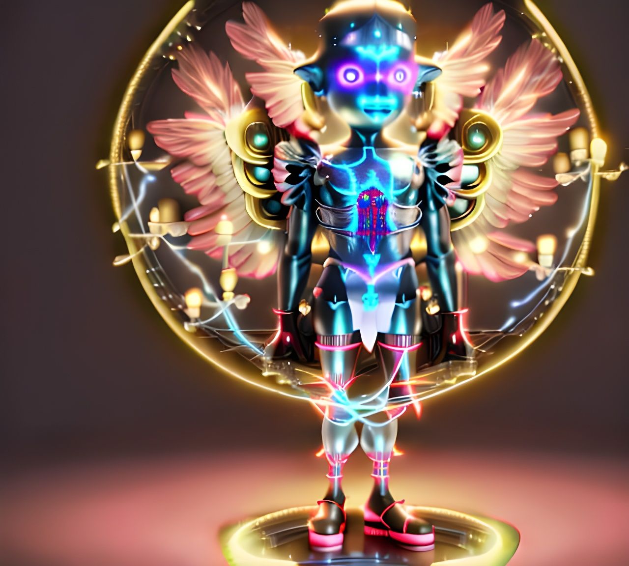 Adorable Cybernetic Cupid in Photorealistic Style