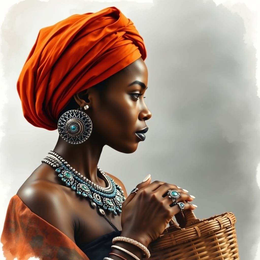 Elegant African Woman with Ornate Jewelry